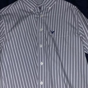 Grey and white american eagle long sleeve button